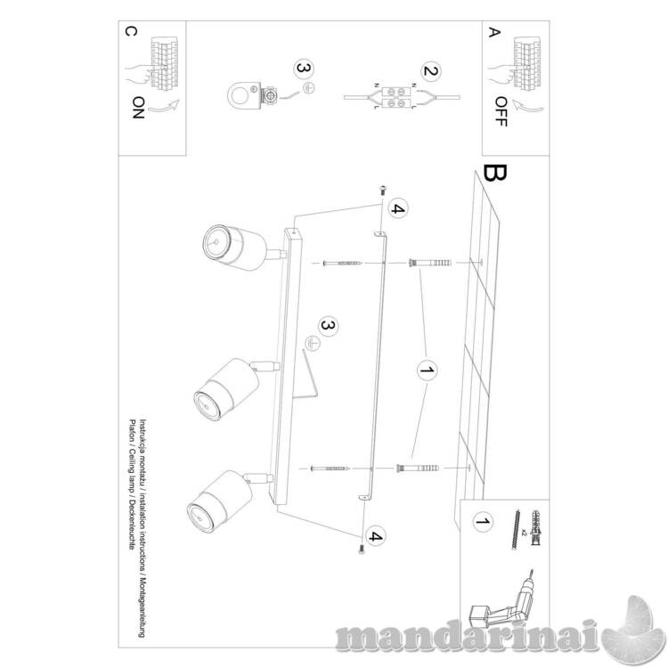 3 juodos/chromo Nero Lubinis šviestuvas 4