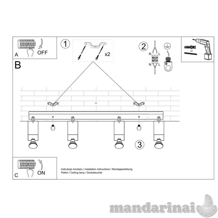 Šviestuvas MERIDA 4L juoda 4