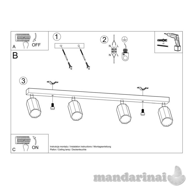 Lubinis šviestuvas Zeke 4 ąžuolas 4