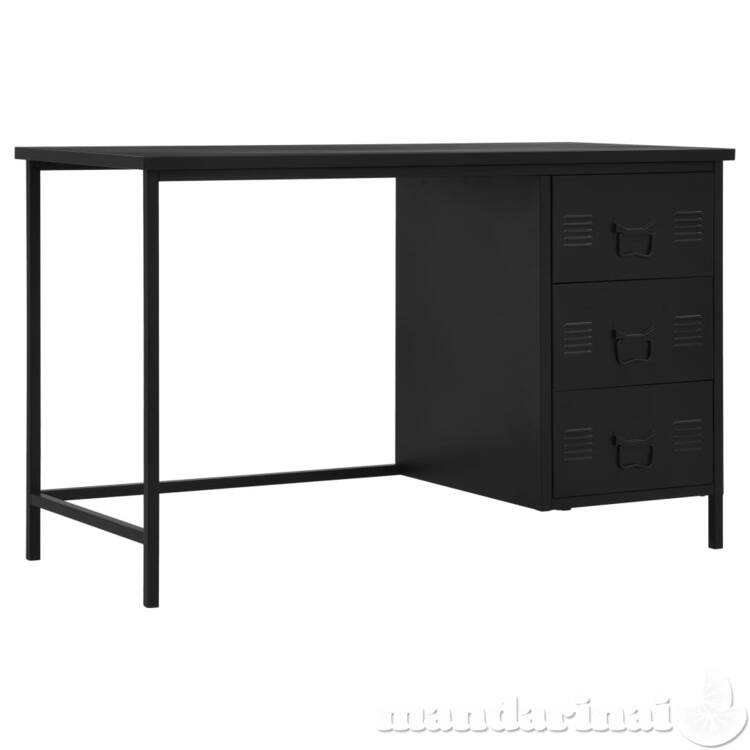 Rašomasis stalas su stalčiais, juodas, 120x55x75cm, plienas