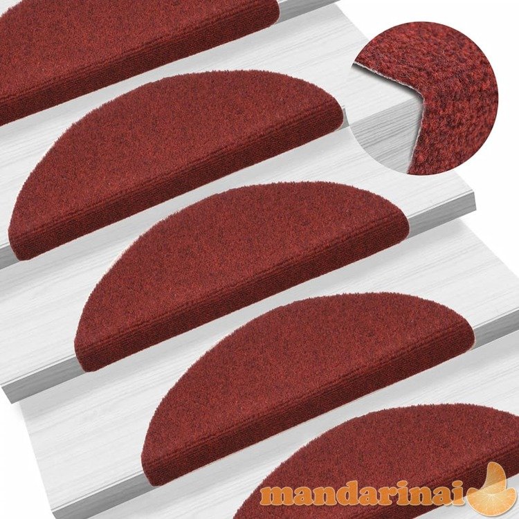 Lipnūs laiptų kilimėliai, 5vnt., raudonos spalvos, 56x17x3cm