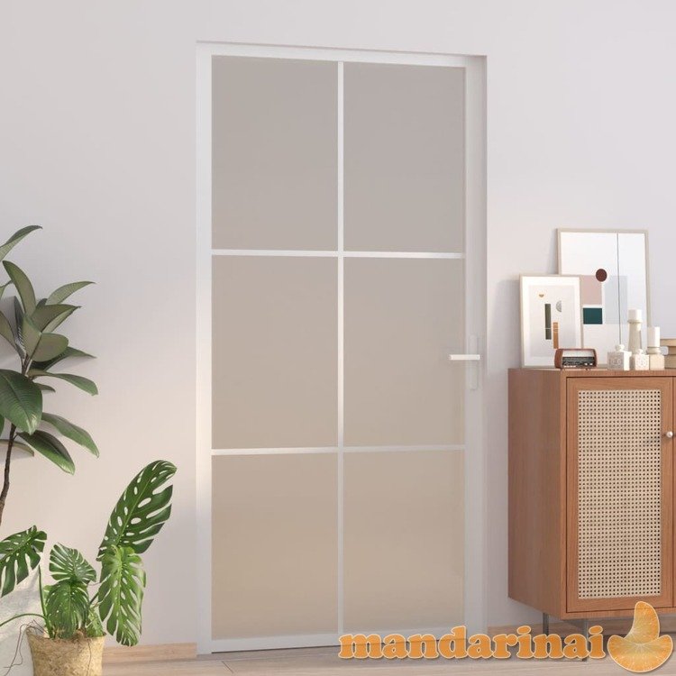 Vidaus durys, baltos, 102,5x201,5cm, matinis stiklas/aliuminis