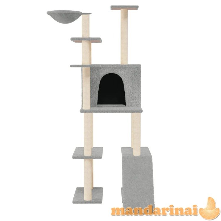 Draskyklė katėms su stovais iš sizalio, šviesiai pilka, 166cm