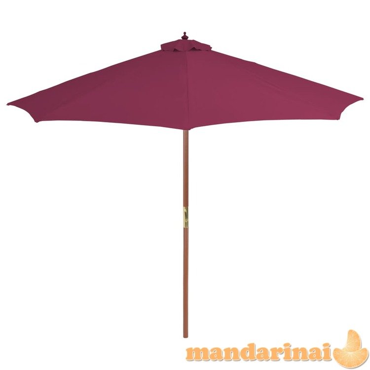 Lauko skėtis su mediniu stulpu, 300 cm, raudono vyno spalvos
