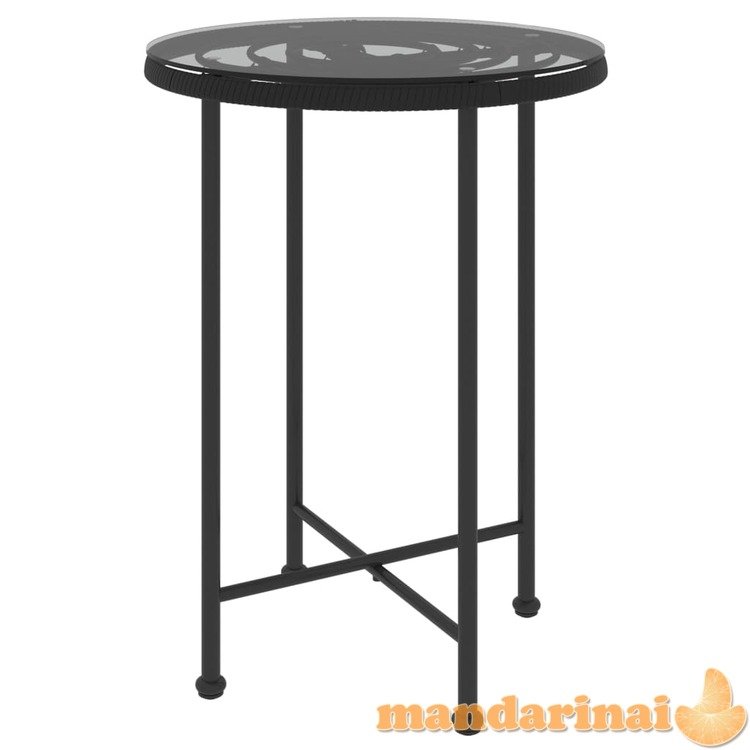 Valgomojo stalas, juodas, 55cm, grūdintas stiklas ir plienas