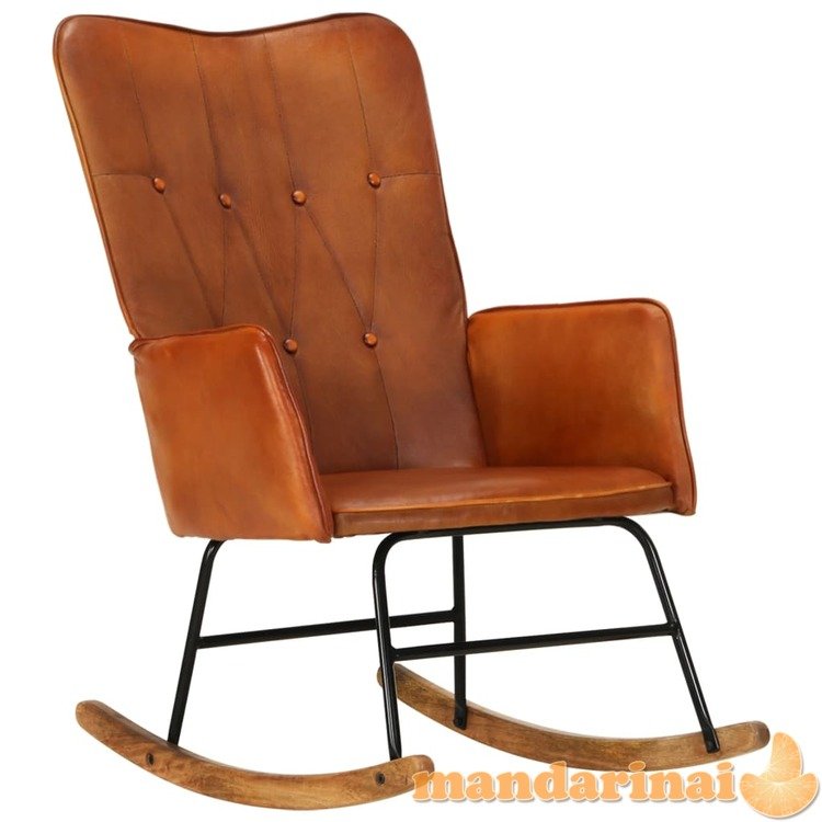Supama kėdė, gelsvai rudos spalvos, tikra oda