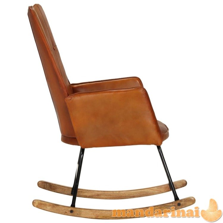 Supama kėdė, gelsvai rudos spalvos, tikra oda