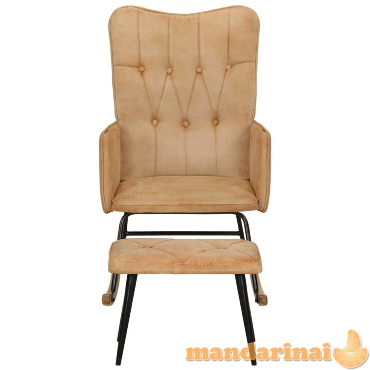 Supama kėdė su pakoja, kreminės spalvos, drobė, vintažinė