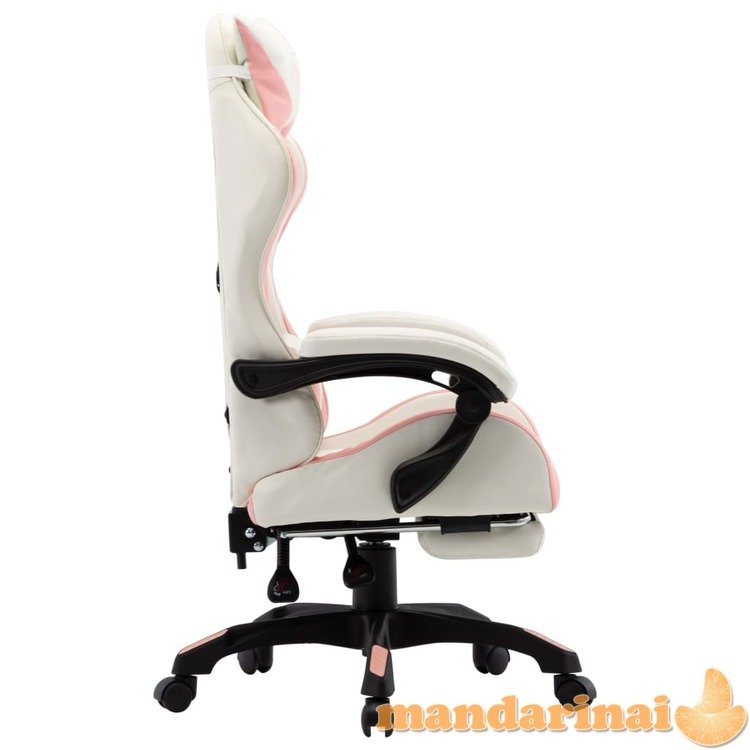 Žaidimų kėdė su pakoja, rožinė ir balta, dirbtinė oda