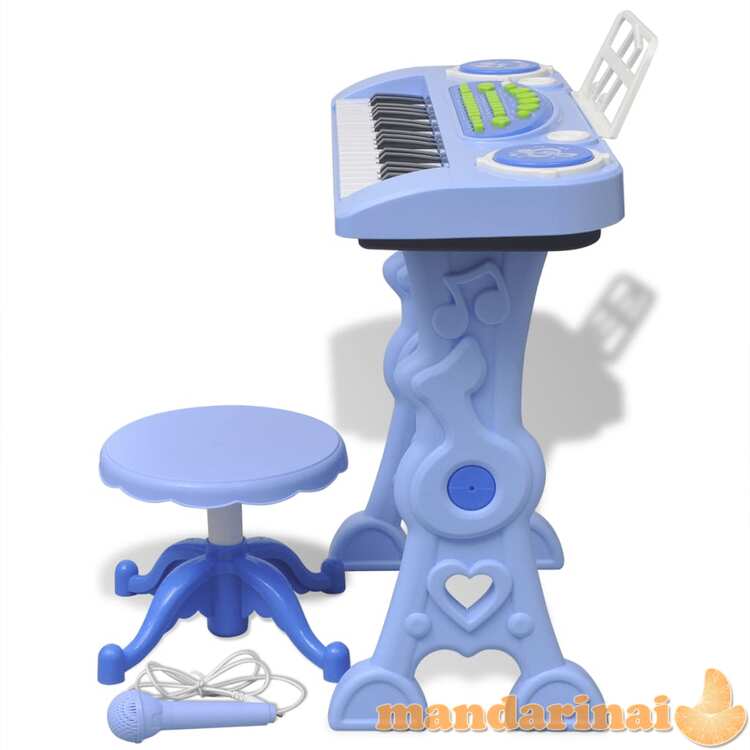 Vaikiškas Žaislinis sintezatorius su kėdute/mikrofonu, 37 kl., Žydras