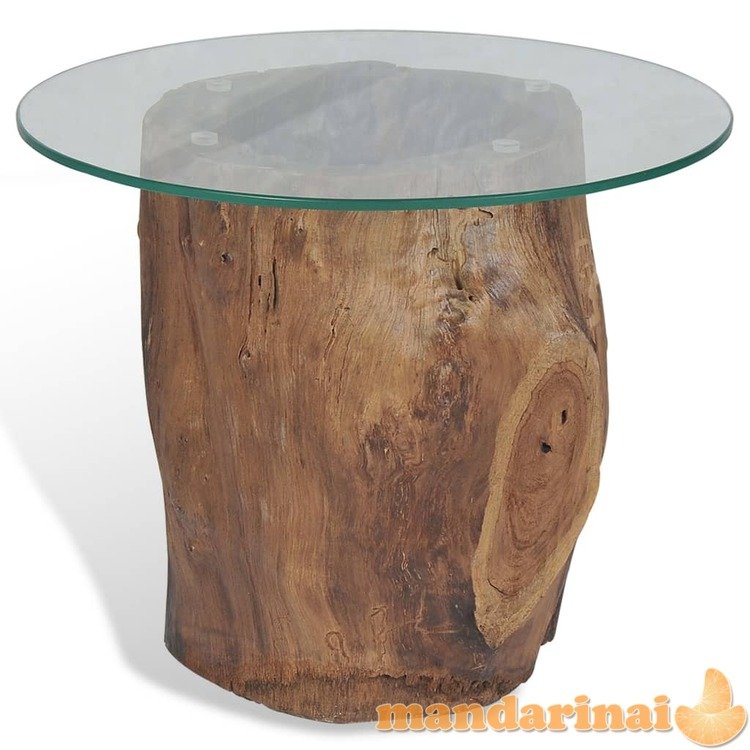 Kavos staliukas iš tikmedžio ir stiklo, 50x40cm