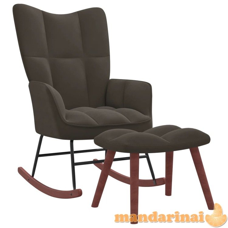 Supama kėdė su pakoja, tamsiai pilkos spalvos, aksomas