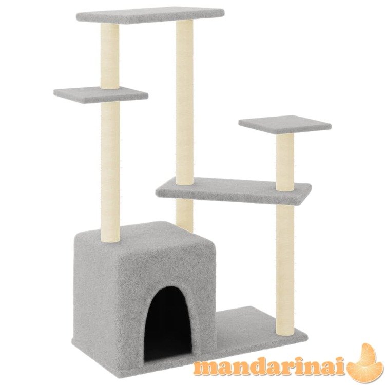 Draskyklė katėms su stovais iš sizalio, šviesiai pilka, 107,5cm