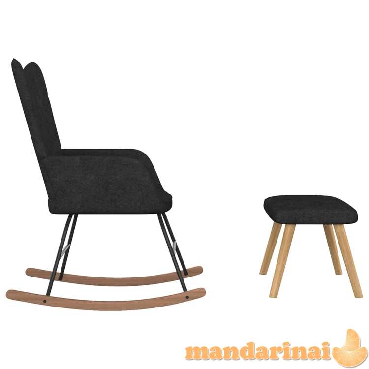 Supama kėdė su pakoja, juodos spalvos, audinys