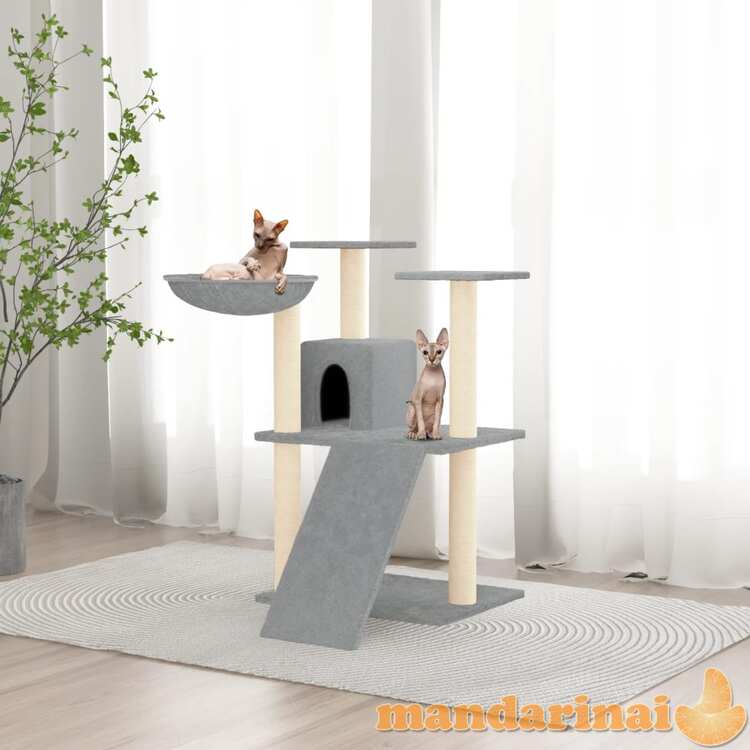 Draskyklė katėms su stovais iš sizalio, šviesiai pilka, 83cm