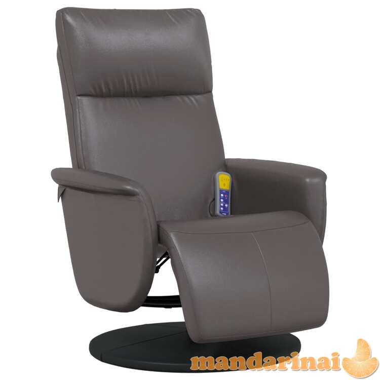 Atlošiama masažinė kėdė su pakoja, pilkos spalvos, dirbtinė oda