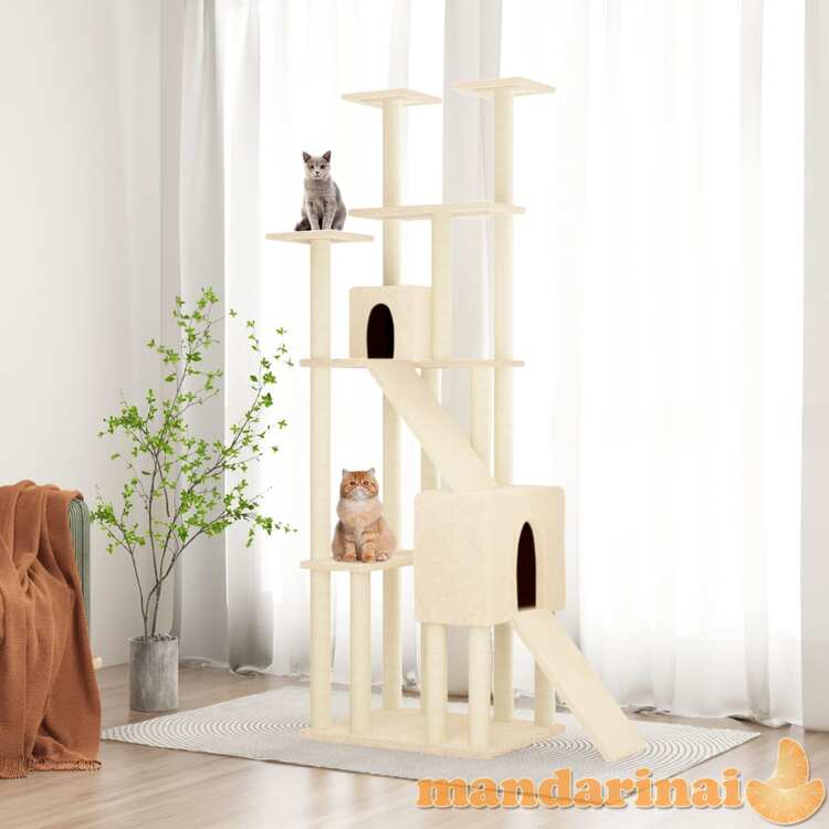 Draskyklė katėms su stovais iš sizalio, kreminės spalvos, 190cm