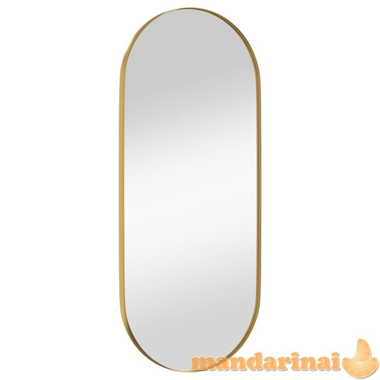 Prie sienos montuojamas veidrodis, auksinis, 30x70cm, ovalus