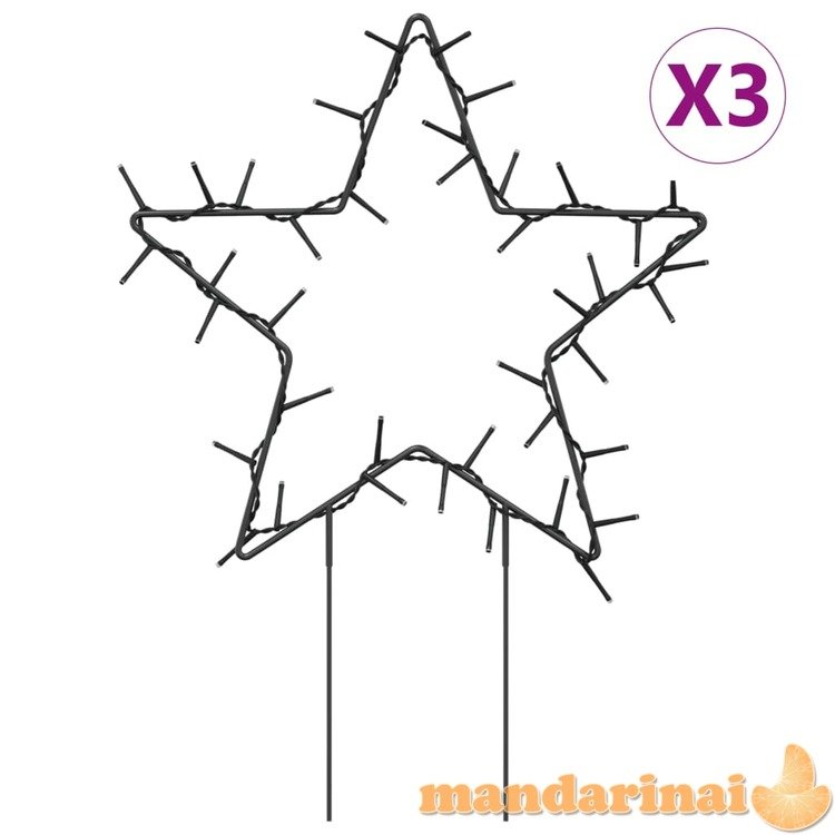 Kalėdinės dekoracijos žvaigždės su smaigais, 3vnt., 50led, 29cm