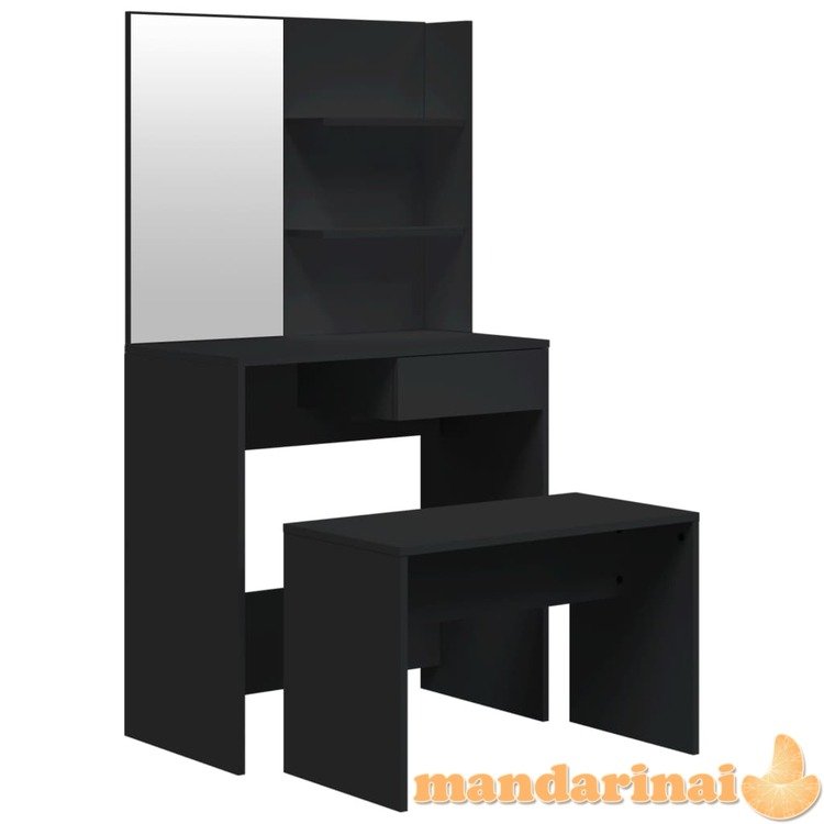 Kosmetinio staliuko rinkinys, juodos spalvos, 74,5x40x141cm