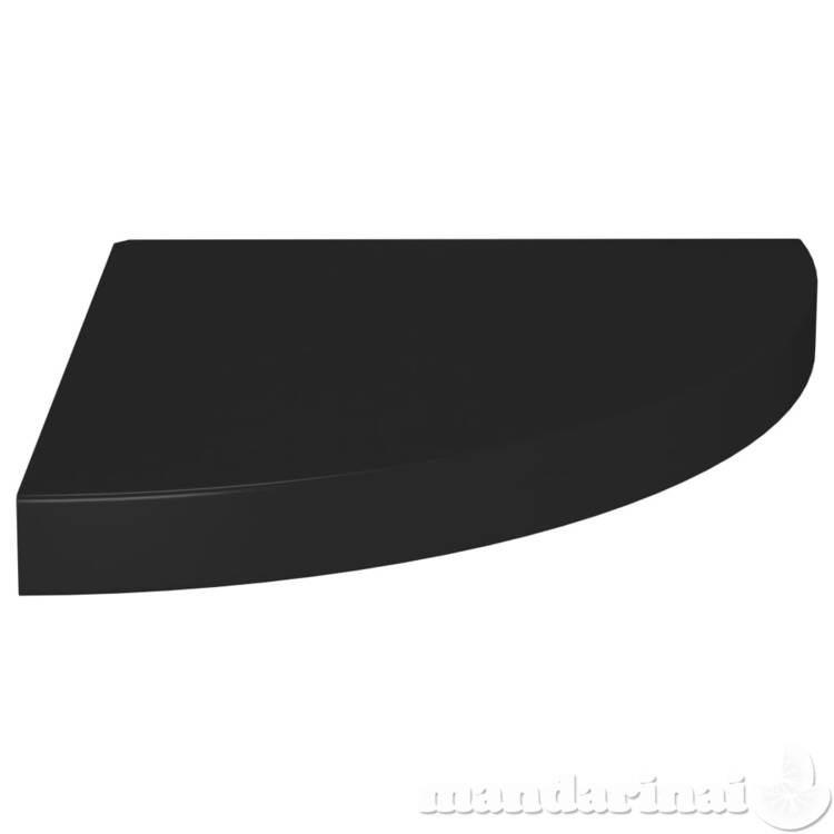 Pakabinama kampinė lentyna, juodos spalvos, 35x35x3,8cm, mdf