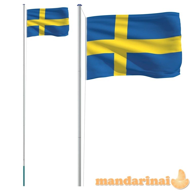 Švedijos vėliava su stiebu, aliuminis, 6,23m