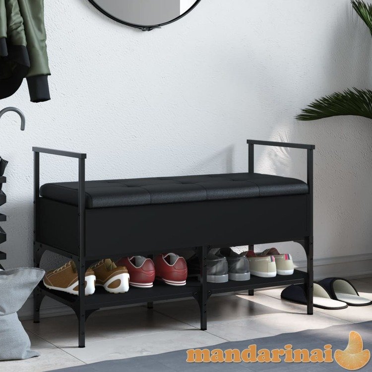 Batų suoliukas, juodas, 85,5x42x57,5cm, apdirbta mediena