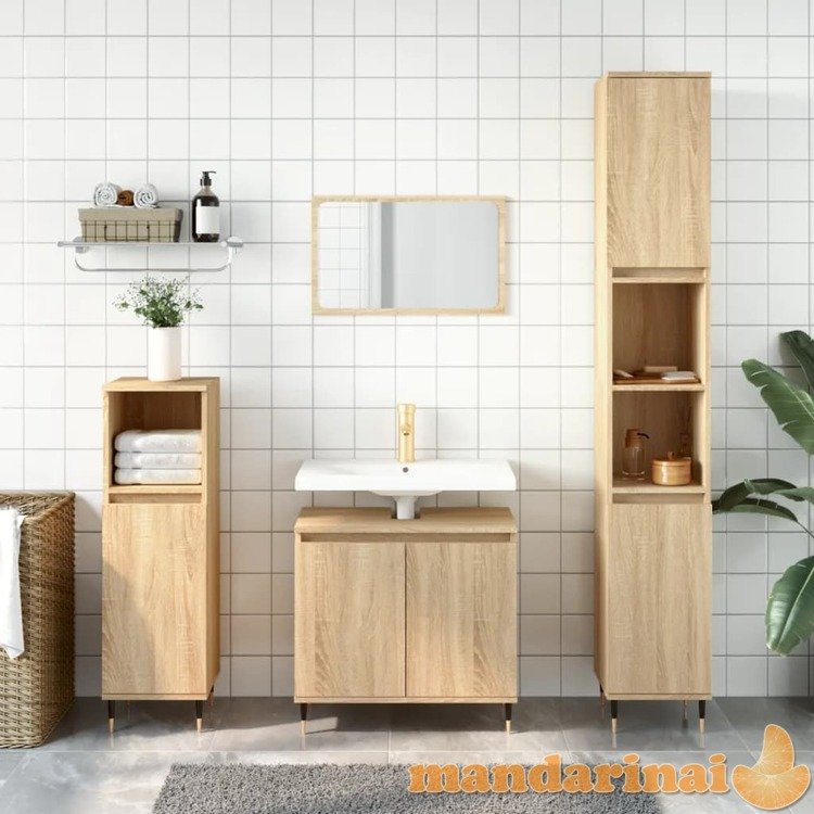Vonios baldų komplektas, 3 dalių, ąžuolo, apdirbta mediena