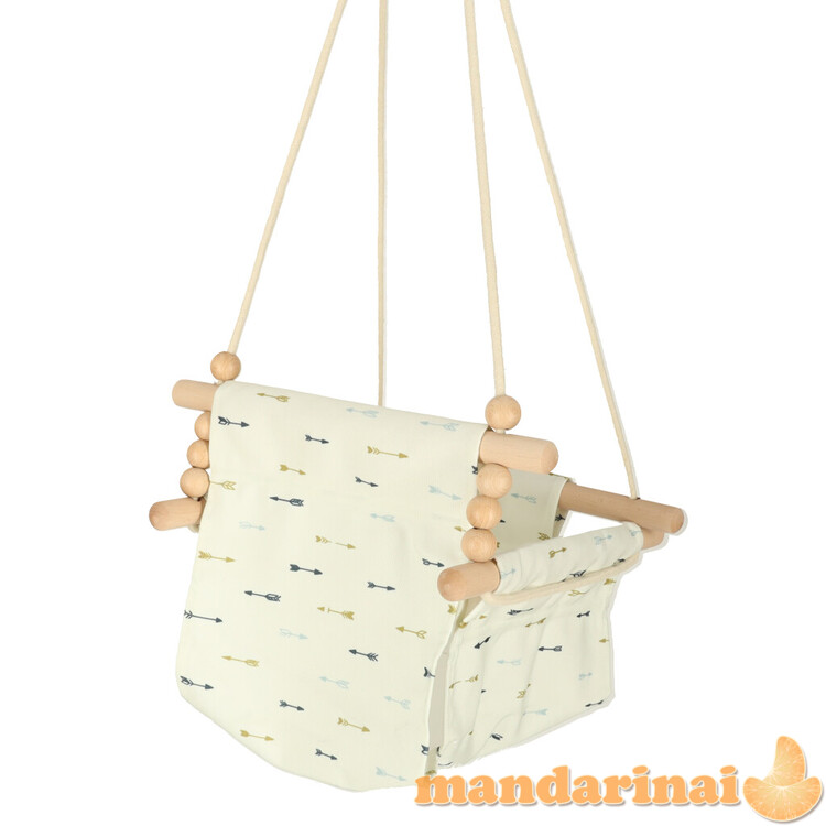 Vaikiškos medžiaginės sūpynės medinės pakabinamos strėlės