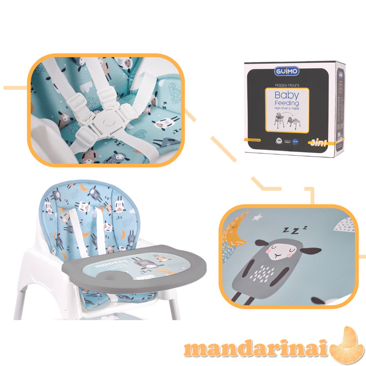 Maitinimo kėdė taburetė stalo kėdė 3 viename žalia