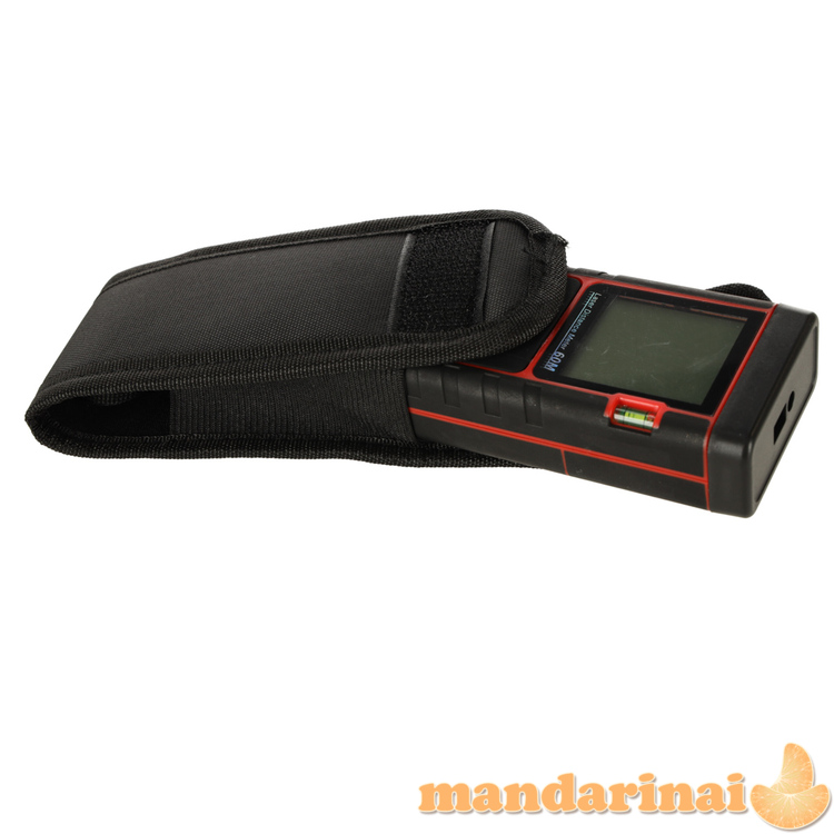 Lazerinis atstumo matuoklis, skaitmeninis vandeniui atsparus IP54 3mm/60m korpusas, maitinamas baterija