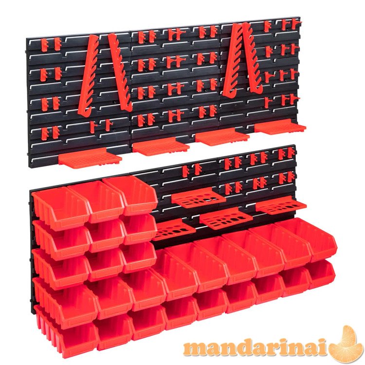 Sandėliavimo dėžių rinkinys, 103 dalių, raudonas ir juodas