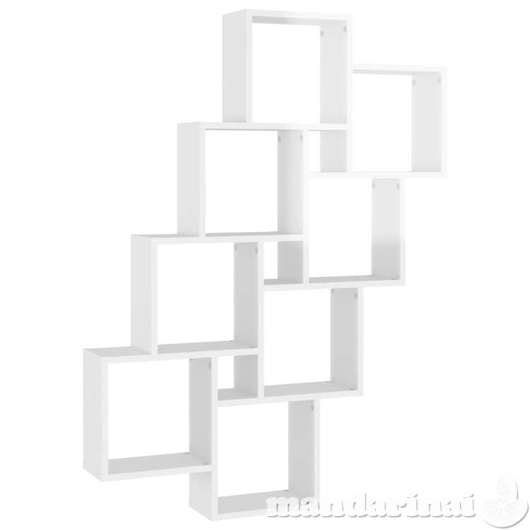 Sieninė lentyna, balta, 90x15x119cm, mdp, blizgi, kubo formos