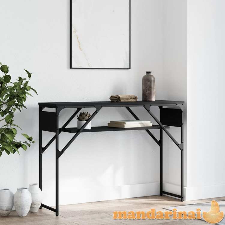 Konsolinis staliukas su lentyna, juodas, 105x30x75cm, mediena