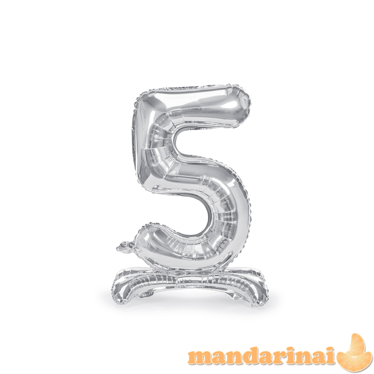 Standing foil balloon Number   5  , 70cm, silver