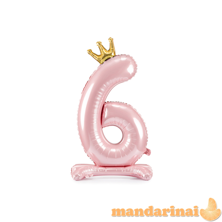 Standing foil balloon Number   6   , 84 cm,  light pink