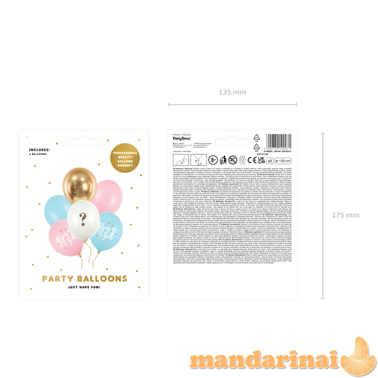 Balloons 30 cm,Boy or Girl, mix (1 pkt / 6 pc.)