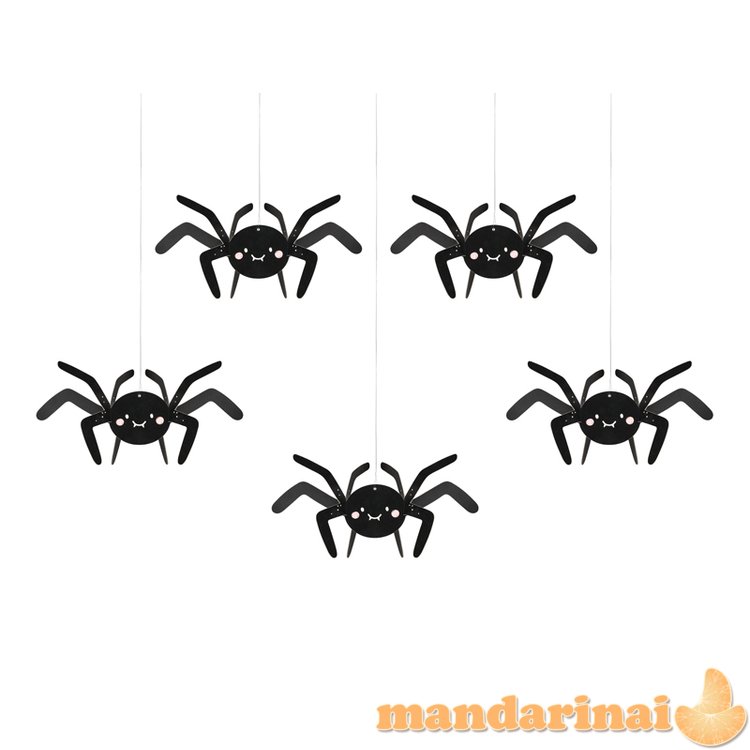 Paper decoration Spiders, 27x17 cm, black (1 pkt / 5 pc.)