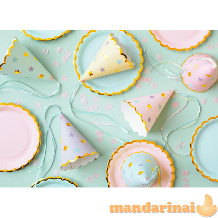 Party hats Stars, mix, 14.5cm (1 pkt / 6 pc.)