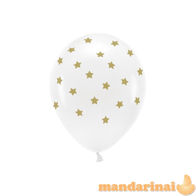 Pastel Eco Balloons 33 cm, Stars, white (1 pkt / 6 pc.)