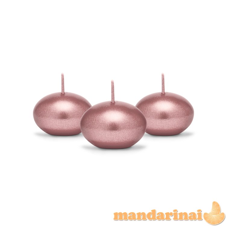 Floating candle disc, metallic, rose gold, 4cm (1 pkt / 50 pc.)