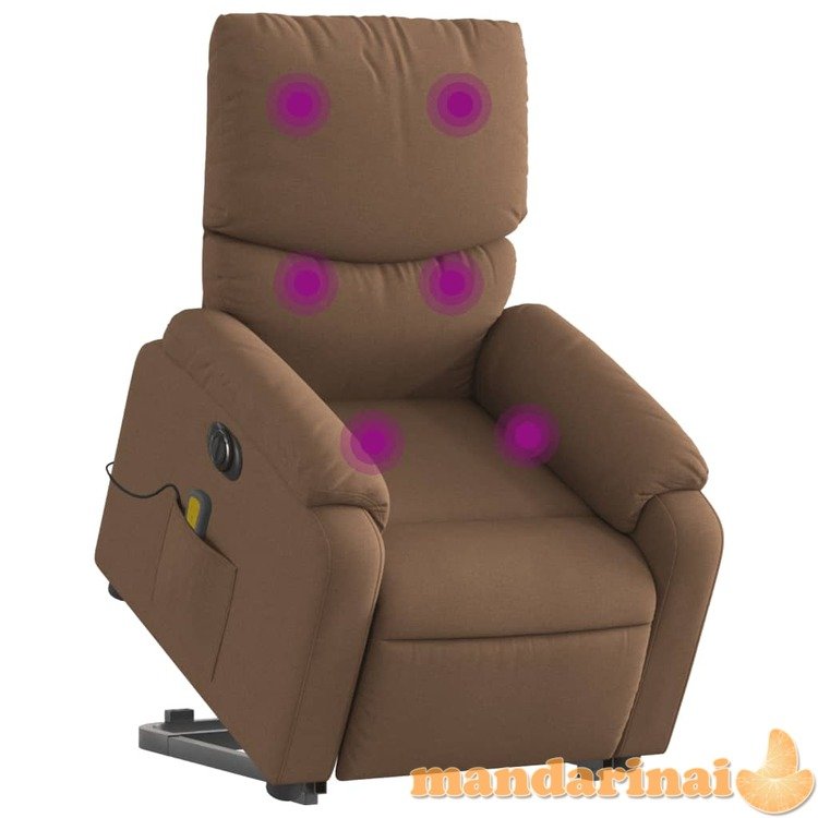 Atsistojantis elektrinis masažinis krėslas, rudas, audinys