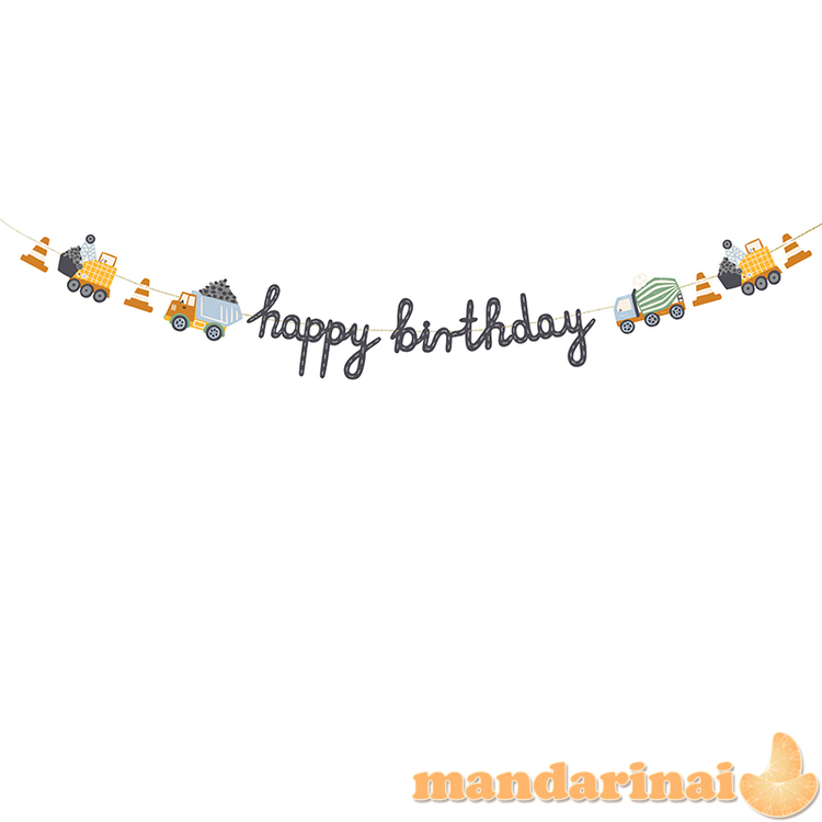 Banner Happy brithday Construction vehicles, 2 m, mix