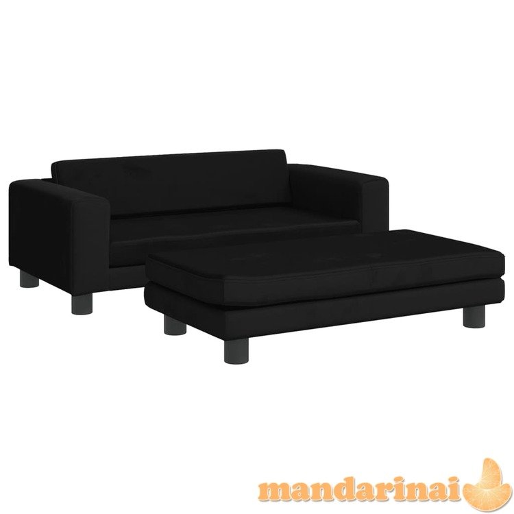 Vaikiška sofa su pakoja, juoda, 100x50x30cm, aksomas