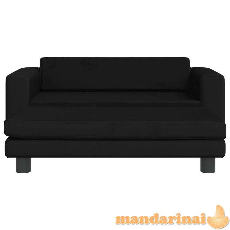 Vaikiška sofa su pakoja, juoda, 100x50x30cm, aksomas