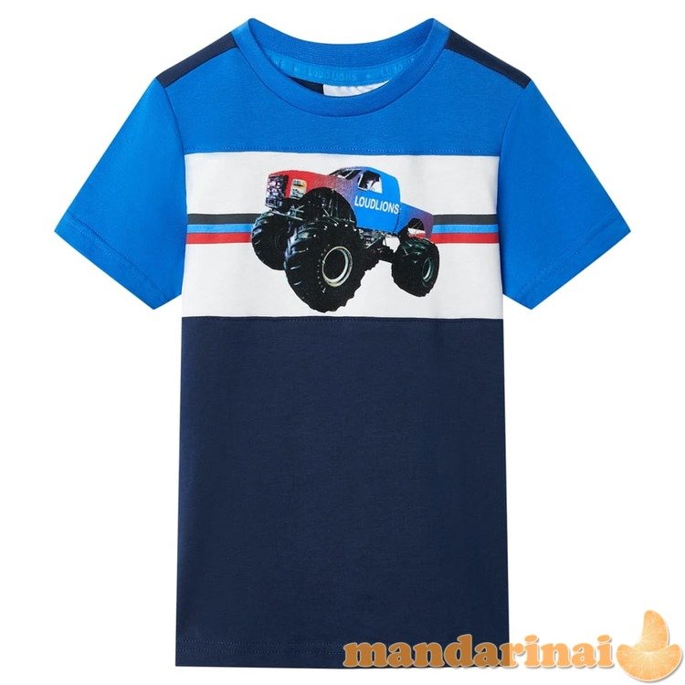 Vaikiški marškinėliai, mėlynos ir tamsiai mėlynos spalvos, 116 dydžio