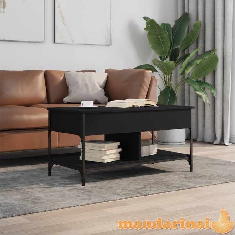 Kavos staliukas, juodas, 100x50x50cm, apdirbta mediena/metalas