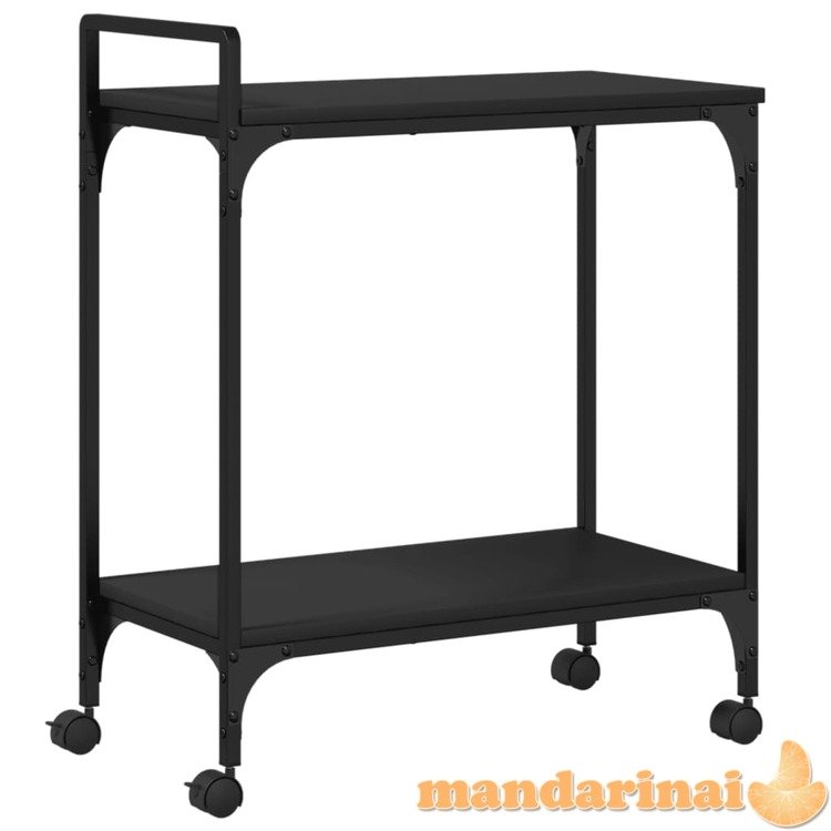 Virtuvės vežimėlis, juodas, 60,5x31x72,5cm, apdirbta mediena
