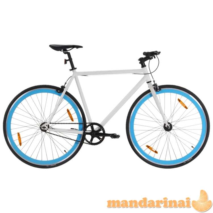 Fiksuotos pavaros dviratis, baltas ir mėlynas, 700c, 59cm
