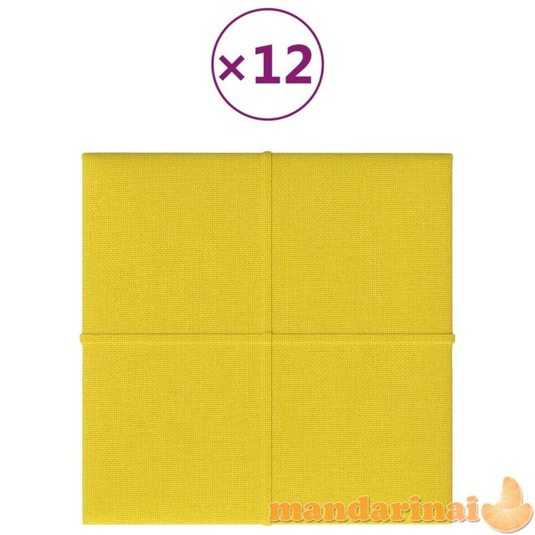Sienų plokštės, 12vnt., šviesiai geltonos, 30x30 cm 1,08 m²